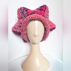 NEW, XL Crochet Star crown beanie, handmade